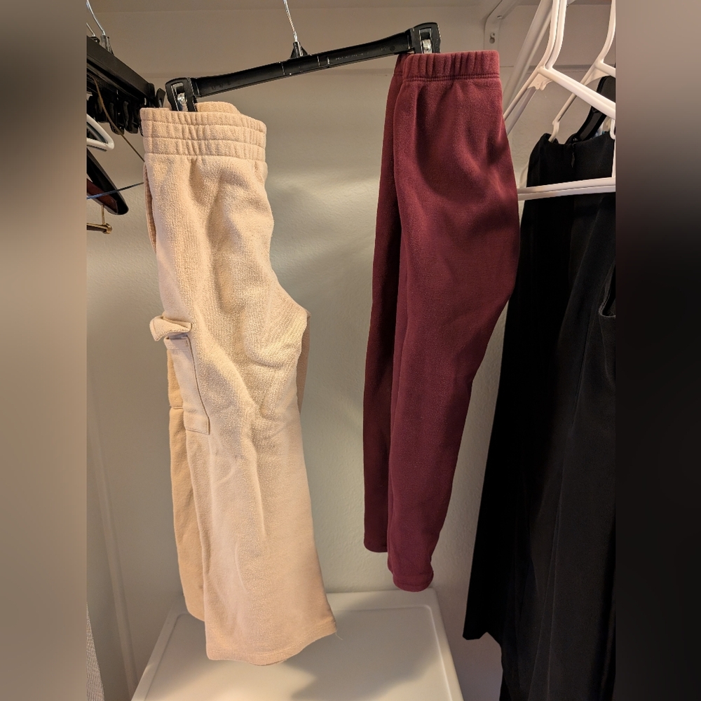 Kids Cream and Burgundy Sweatpants